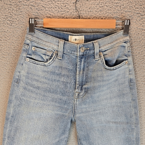 7 For All Mankind Womens High Waist Denim Jeans Sz 27 Slim Kick Light Blue - Picture 2 of 14